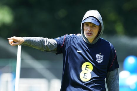 Thomas Tuchel directs England training.