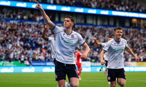 Bolton’s Eoin Toal celebrates putting the home side 2-1 up on the night