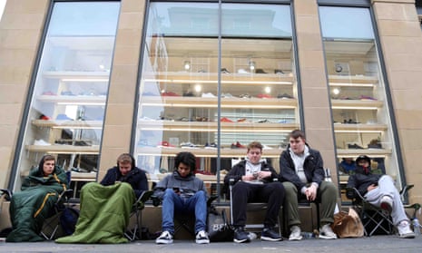 Kanye West fans queue for limited edition trainers | Kanye West | The Guardian Kanye West fans queue for limited edition trainers | Kanye West | The Guardian