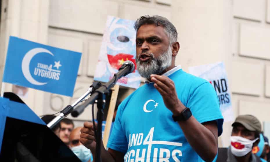Moazzam Begg campaigning in a pro-Uyghur protest