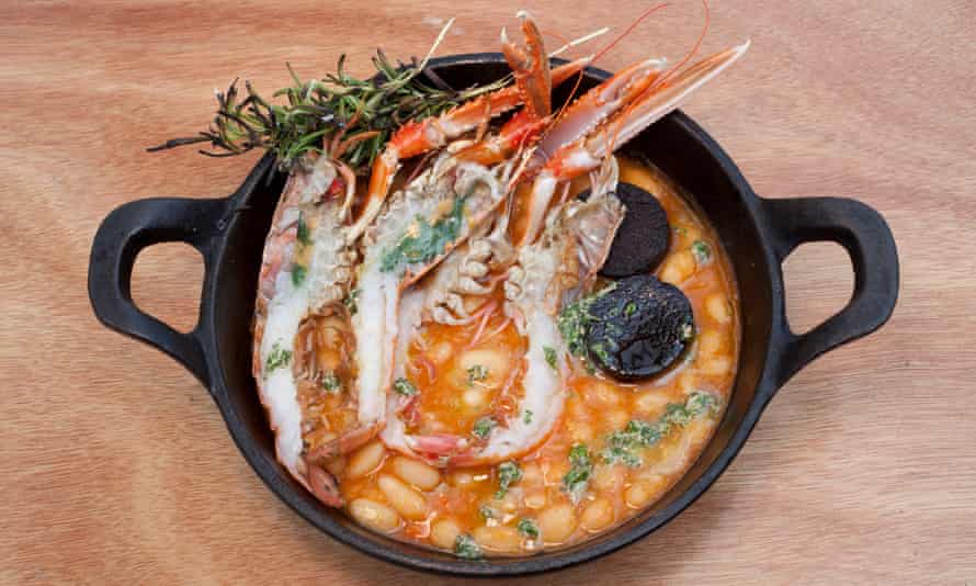 ‘Deft, sensitive cooking in the service of classy ingredients’: langoustine and white beans.