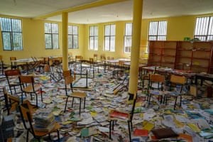 Mersa, Ethiopia: the library at Mersa primary school in North Wollo is left ransacked after its occupation by the Tigray People’s Liberation Front