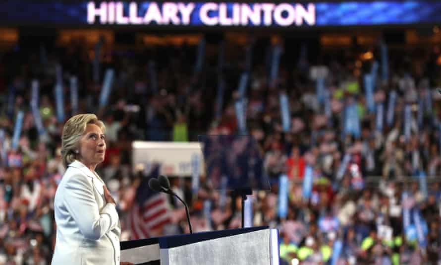 Democratic presidential candidate Hillary Clinton at the party's convention in Philadelphia, Pennsylvania, in July 2016