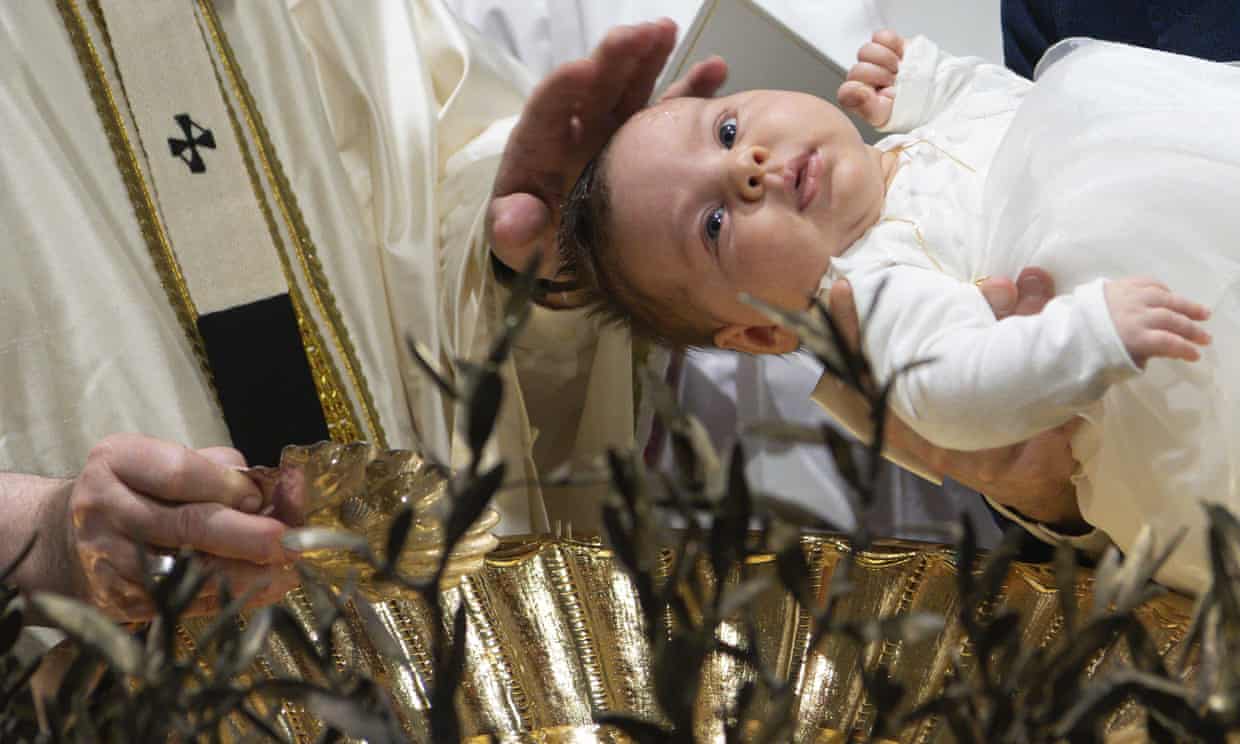 <div class=__reading__mode__extracted__imagecaption>Pope Francis celebrates the Holy Mass and baptism of the children of Vatican employees in the Sistine Chapel in the Vatican last month. Photograph: Vatican Media/IPA/Rex/Shutterstock<br>Pope Francis celebrates the Holy Mass and baptism of the children of Vatican employees in the Sistine Chapel in the Vatican last month. Photograph: Vatican Media/IPA/Rex/Shutterstock</div>