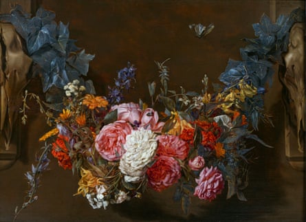 Michaelina Wautier, Flower Garland with a Butterfly, 1652.