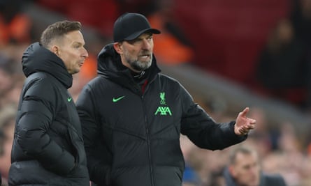 Jurgen Klopp (right) and assistant manager Pepijn Lijnders are both leaving Liverpool in the summer.