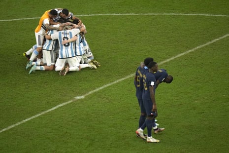 Argentina players celebrate as France are disconsolate.