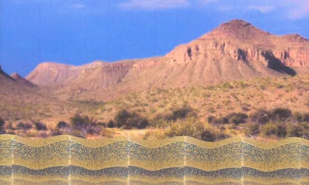 A rendering of the Single Eagle proposal for the border wall, which takes colors from the natural environment.