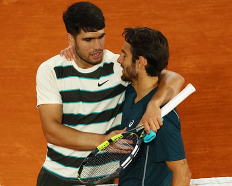 French Open 2025 semi-finals: Alcaraz battles past Musetti, Sinner v Djokovic to come – live