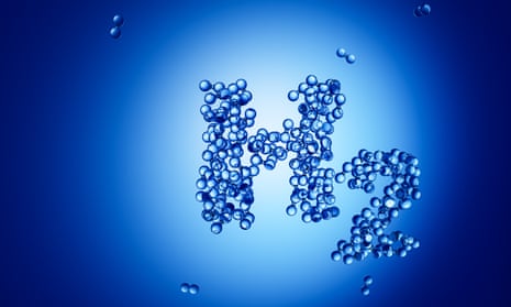 Abstract hydrogen molecules H2 forming the letters ‘H2’. 