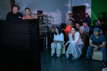 Students watch a film