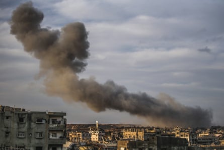 Smoke rises from buildings after an Israeli attack