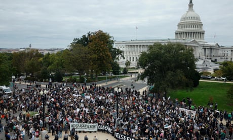 BESTPIX - Protesters Hold A Rally Outside The U.S. Capitol Building Calling For A Ceasefire In Mideast War<br>WASHINGTON, DC - OCTOBER 18: Demonstrators rally outside the U.S. Capitol demanding a cease fire in Gaza on October 18, 2023 in Washington, DC. Activists with Jewish Voice for Peace and the IfNotNow movement organized the rally to call for a cease fire in the Israel–Hamas war. (Photo by Chip Somodevilla/Getty Images) *** BESTPIX ***