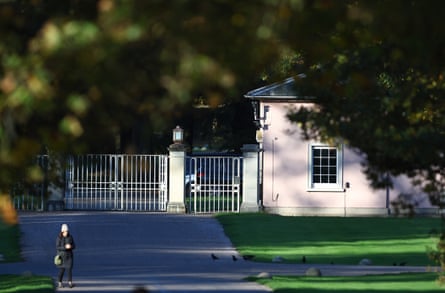 The entrance gates and gatehouse to Royal Lodge in Windsor Great Park