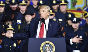 Donald Trump speaks to police and crime victims in Long Island.