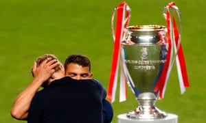 PSG’s Thomas Tuchel consoles Thiago Silva, one of three departing first-team players who need replacing for next season.
