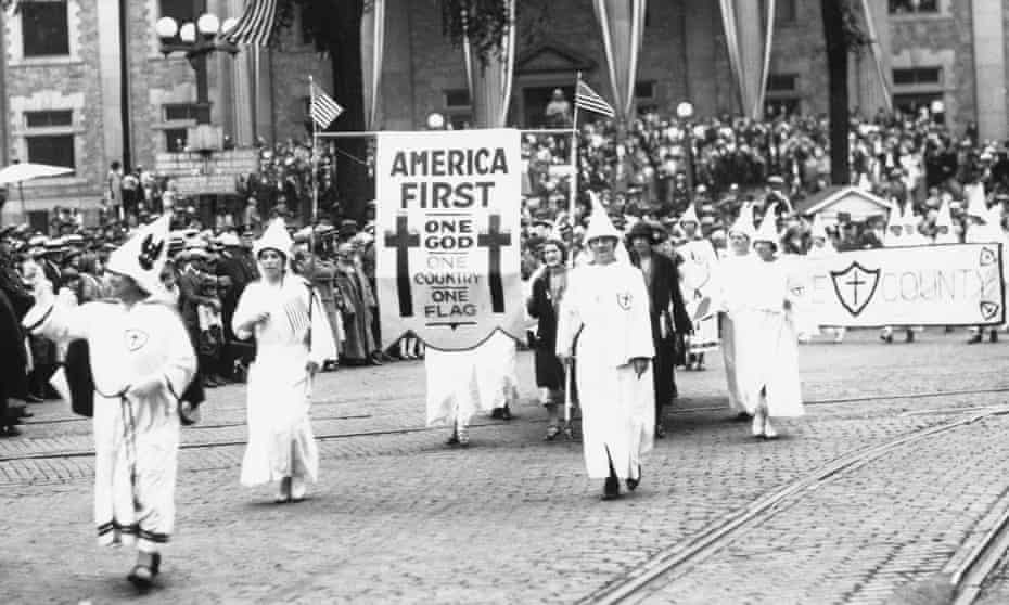 A Ku Klux Klan parade in Binghamton, New York, in the 1920s.
