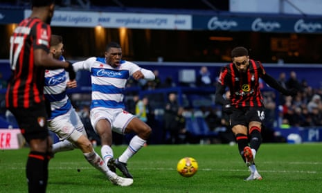 Bournemouth's Marcus Tavernier scores their first goal at QPR.