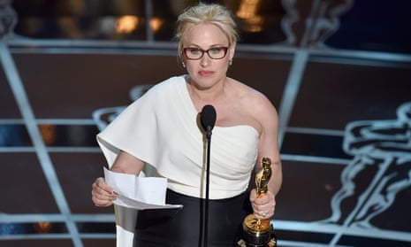 Patricia Arquette during her 2015 Oscar acceptance speech.