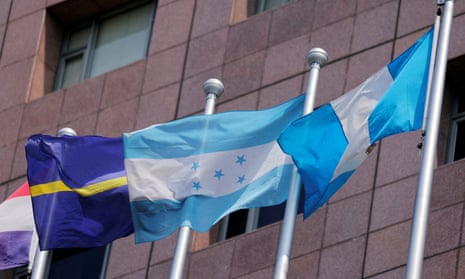 Flags of Honduras and other countries flutter at the diplomatic quarter in Taipei earlier this month. 