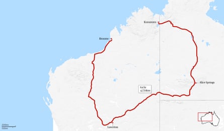 Going the long way: Chris’s route from Broome to Kununurra.