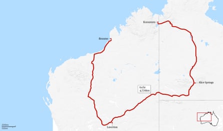 Going the long way: Chris’s route from Broome to Kununurra.