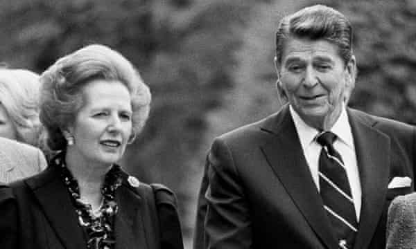 Margaret Thatcher and Ronald Reagan.