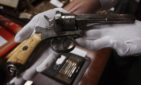 An 1800s revolver that entrepreneur, gambler and lawman Wyatt Earp kept in the Oriental Saloon in Tombstone.