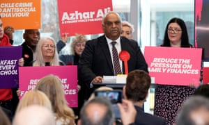 Azhar Ali launching his byelection campaign in Rochdale.