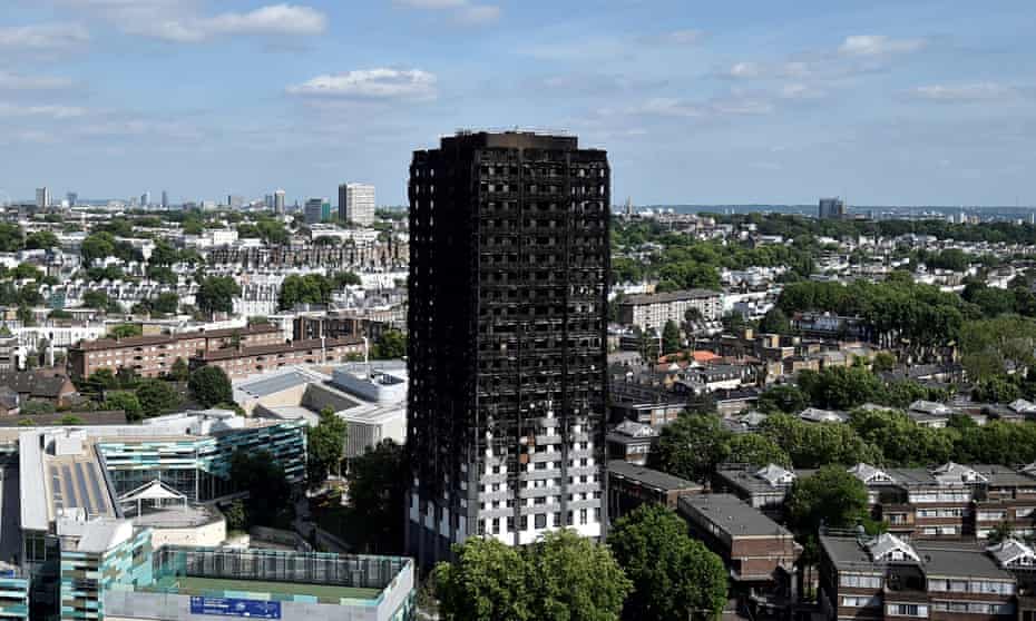 Burned out Grenfell Tower.