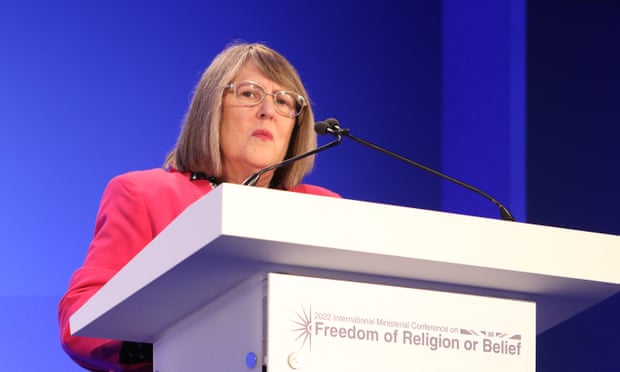 Conservative MP Fiona Bruce at the International Ministerial Conference on Freedom of Religion or Belief in London, 6 July 2022