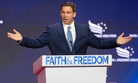 Florida governor Ron DeSantis speaking at the Road to Majority conference.