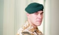 Royal Marine Matt Croucher in green beret and khaki camouflage jacket