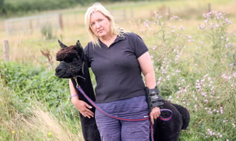 Helen MacDonald with Geronimo, her alpaca, which faces being put down today after a lengthy legal battle with Defra.