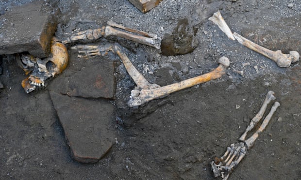 Remains found by archaeologists in a house in Pompeii.