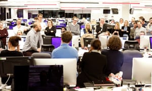 Dan Sabbagh addresses the newsroom during his leaving speech.