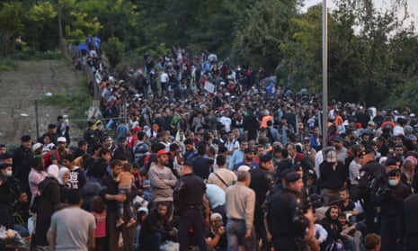 Migrants on the border with Serbian-Croatian border earlier this week.