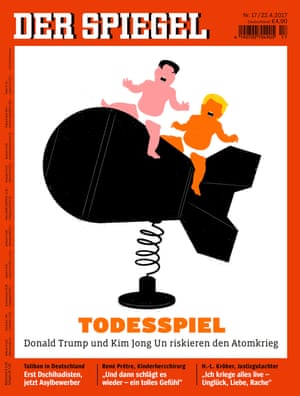 Edel Rodriguez for Der Spiegel“Der Spiegel sometimes gives me the topic they’d like me to comment on. In my images about Trump, I generally go for a simple, graphic and direct depiction. I don’t want the viewer to be distracted by extra items or features. I don’t want facial expressions either, I feel they’re unnecessary. I want the viewer to deal with what’s in front of them in an immediate manner. I think we, artists and art directors, are trying to tell the stories as we see them. Remaining quiet has always turned into a disaster when things like this happened in the past.”