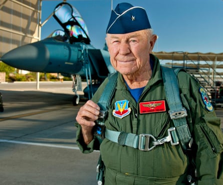 Yeager preparing to board an F-15D Eagle fighter plane in 2012.