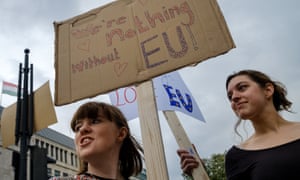 British young people protest against leaving the EU, in Berlin on Saturday