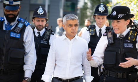Sadiq Khan on a walkabout with police in Tottenham Hale, north London, last week