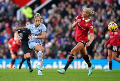 Aston Villa’s Rachel Daly shoots at goal