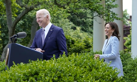 Joe Biden<br>President Joe Biden smiles as he speaks in the Rose Garden of the White House in Washington, Tuesday, May 17, 2022, during a reception to celebrate Asian American, Native Hawaiian, and Pacific Islander Heritage Month. At right is Vice President Kamala Harris. (AP Photo/Susan Walsh)