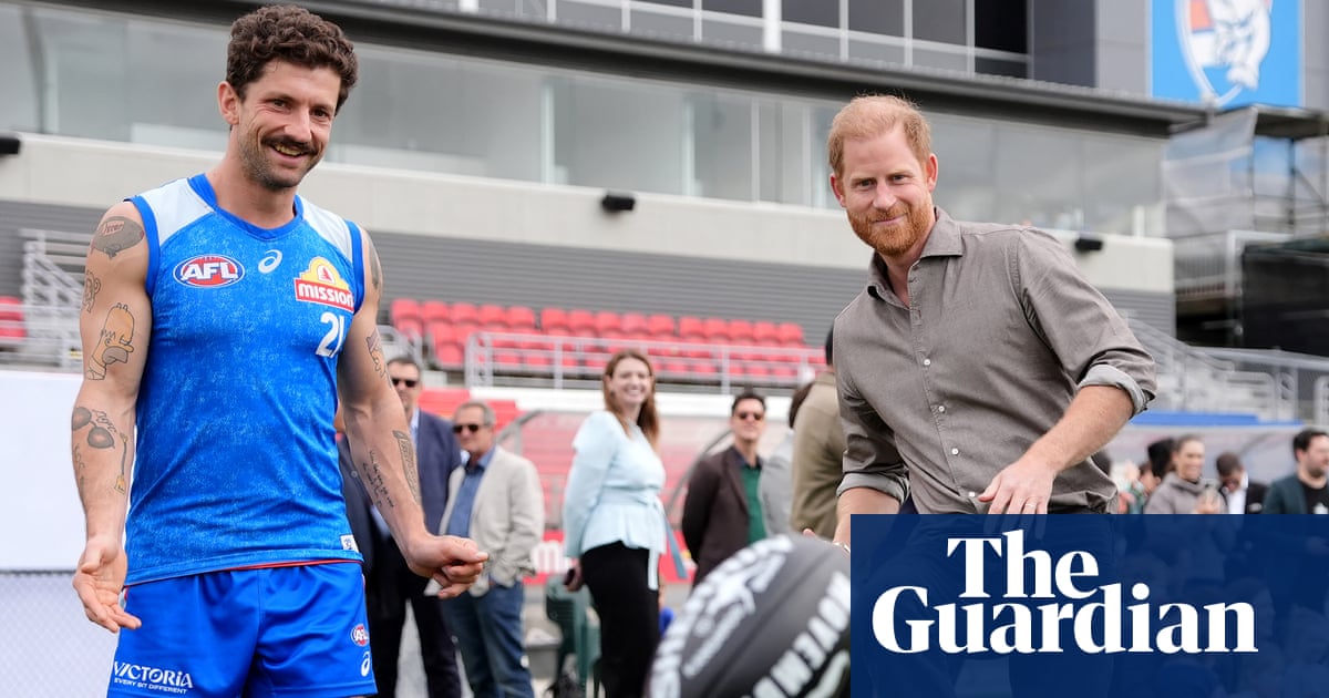 ‘Meeting of two worlds’ as Prince Harry joins Wiggles and Australian football stars to put men’s mental health in spotlight