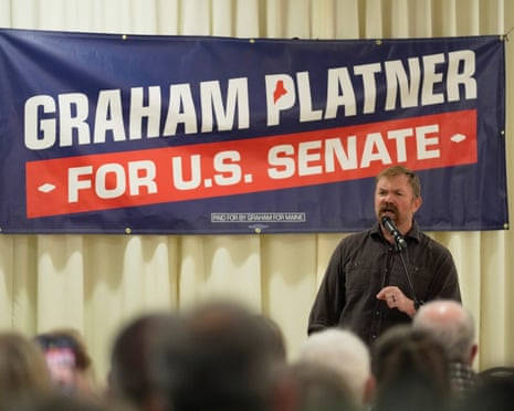 Scandal-haunted Graham Platner speaks at a campaign event on Sunday in Portland, Maine.
