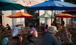 Outdoor tables at Bollywood Theater, SE Division Street, Portland, Oregon.