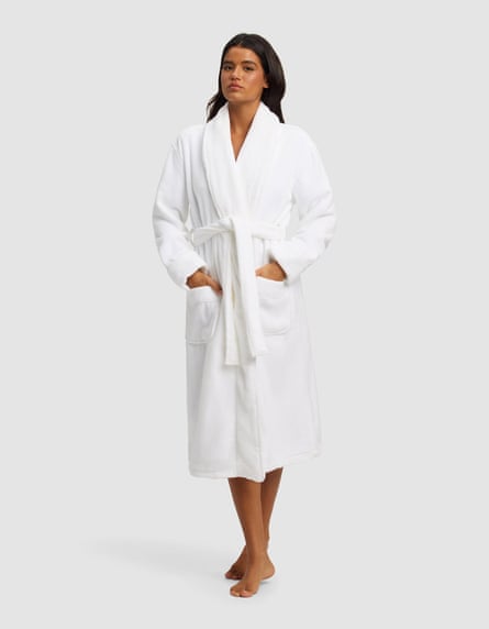 Cozy earth review: i tested the buzzy bedding and sleepwear brand. Here are its best, most comfy pieces | life and style A model wearing a luxe bath robe from cozy earth