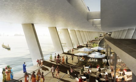 Kunlé Adeyemi and Rem Koolhaas proposal for a promenade on a Fourth Mainland Bridge.