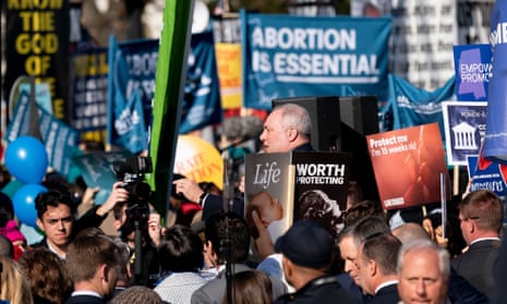 House minority whip Steve Scalise, Republican of Louisiana, speaks to anti-abortion activists outside the US supreme court in Washington DC, 1 December 2021.