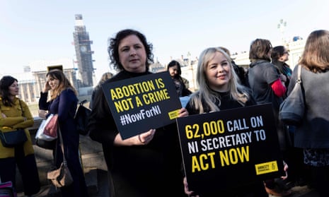 Derry Girls actors Siobhan McSweeney (left) and Nicola Coughlan take part in the abortion protest in central London